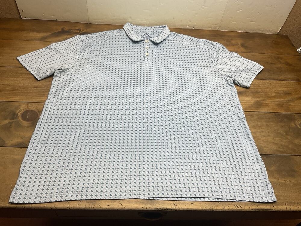 Burlebo Polo Size 2XL Blue Texas Flag AOP Golf